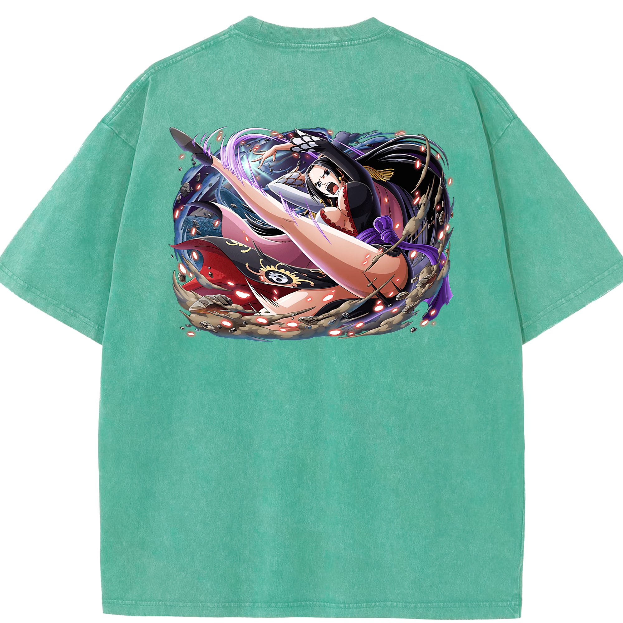 ワンピース ボア・ハンコック ONE PIECE Boa·Hancock 綿100% ヴィンテージ風 半袖Tシャツ（背面プリント）